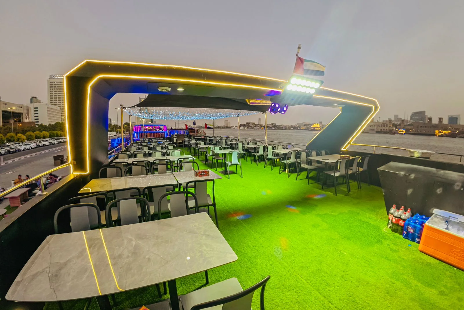 Premium catamaran cruise on Deira Creek Dubai with spacious decks
